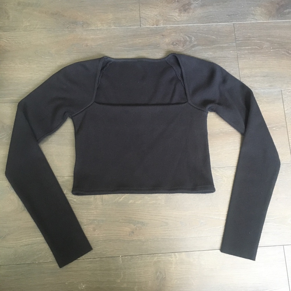 Square Neck Crop Sweater Long Sleeve
